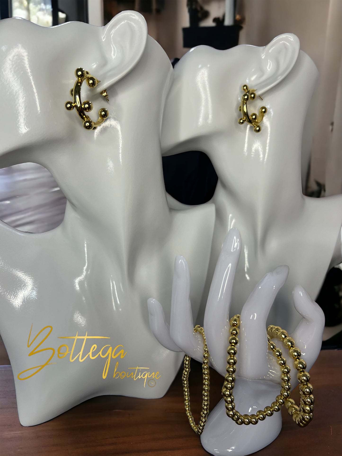 Bids Earrings & Three Bracelets Set / Gold