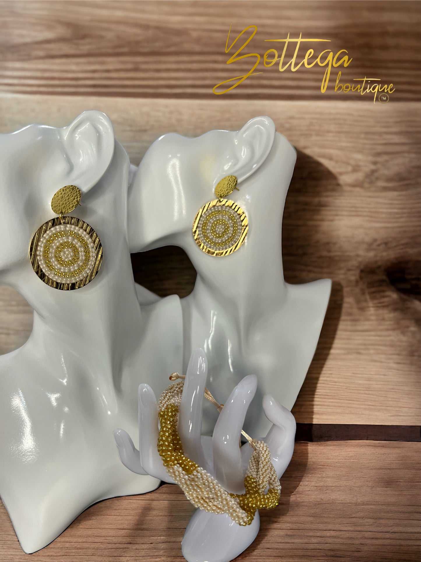 Woven Bracelet & Earrings Set / Gold