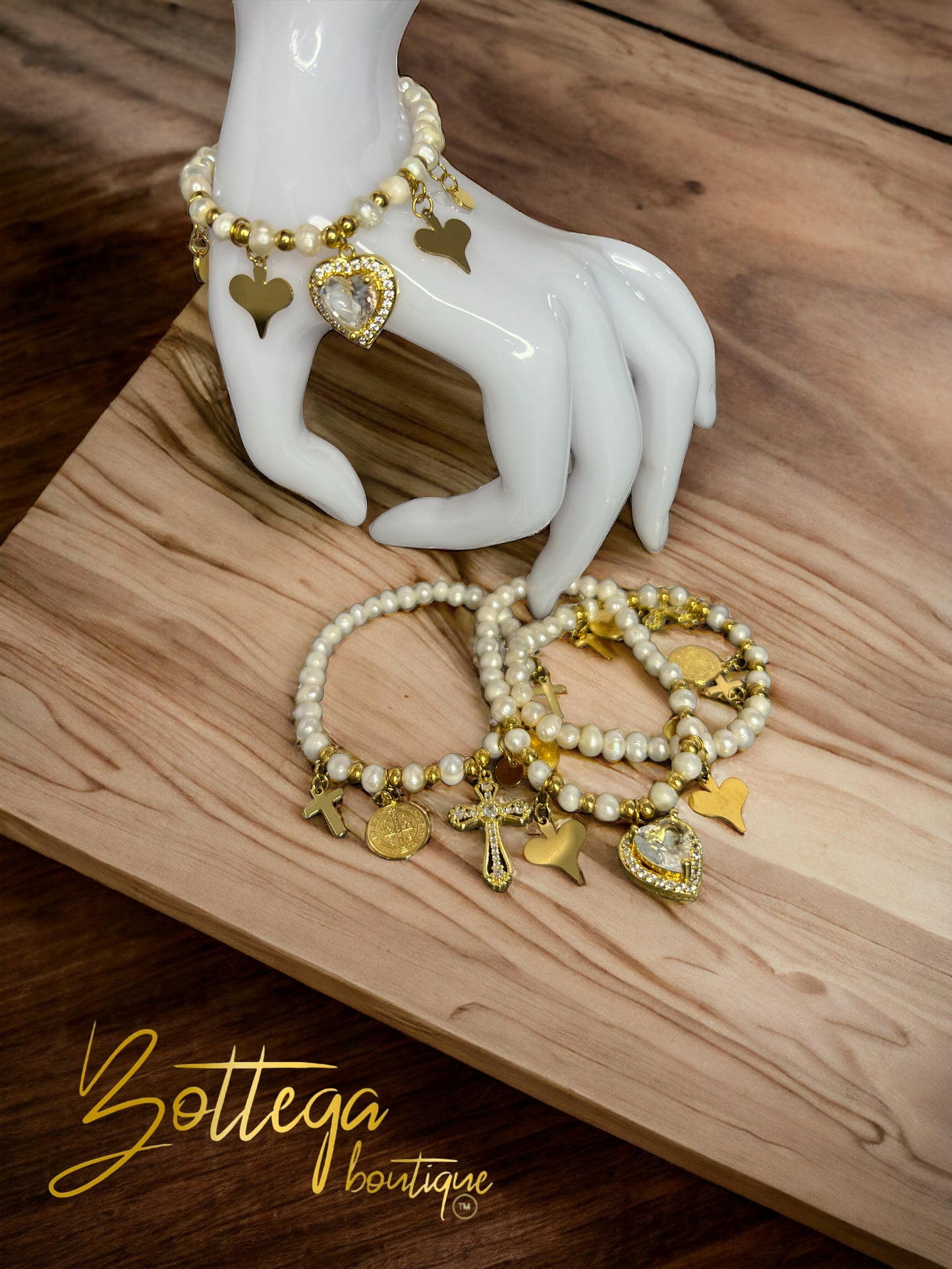 Pearl Bids Bracelet / Heart