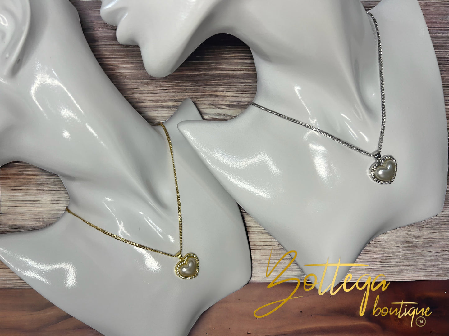 Heart Pearl Chain / Gold & Silver