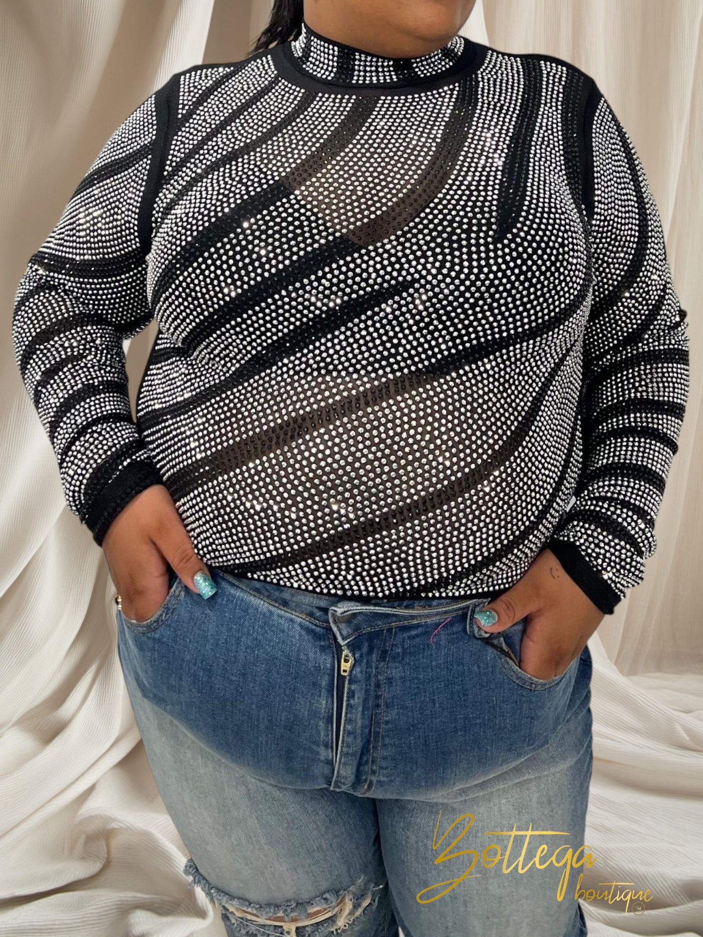 Long Sleve Rhinestone Top