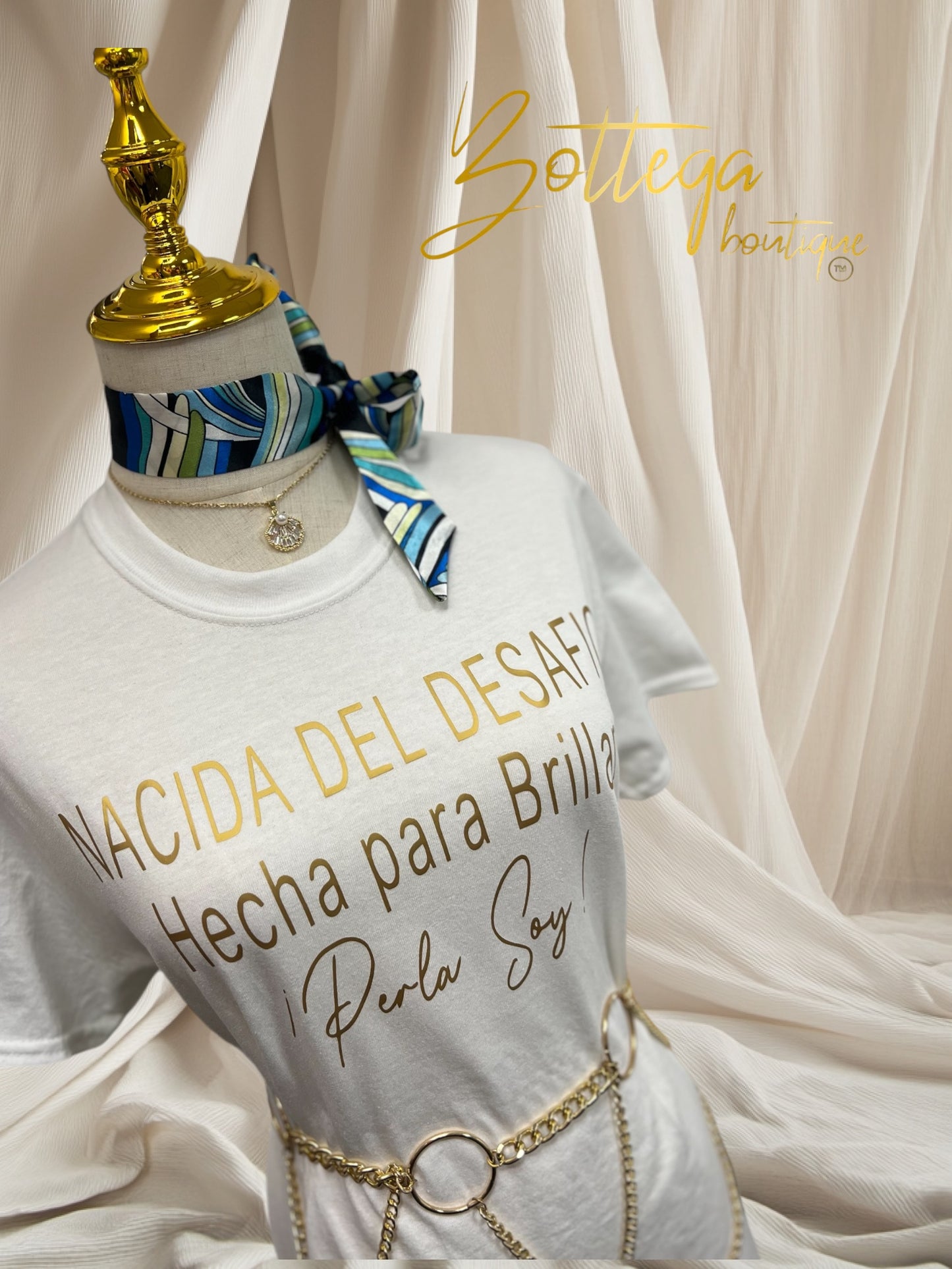 Female Empowerment Motivational T-Shirt with Stainless Steel Chain & Neck Scarf