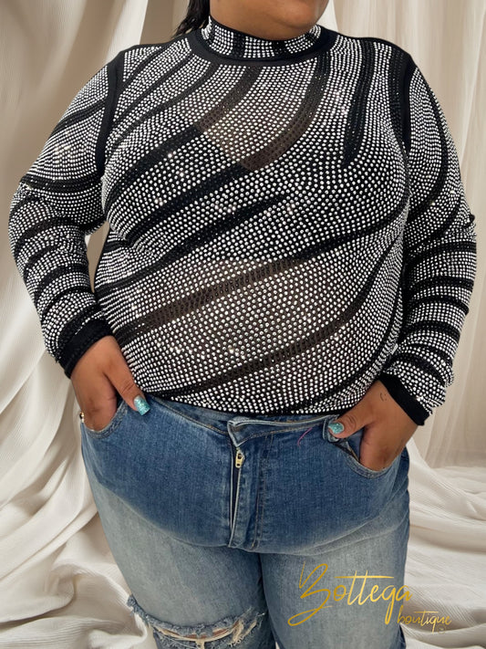 Long Sleve Rhinestone Top